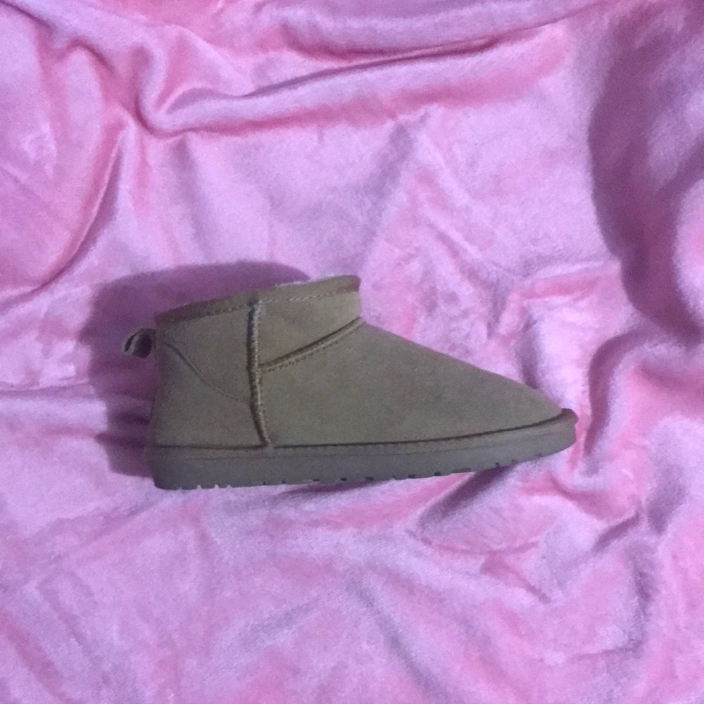 Short Rare Faux Suede UGGs Bootie in Taupe